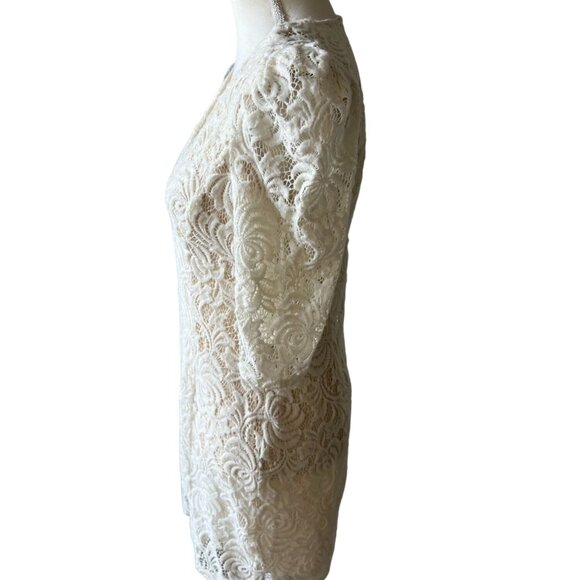 FREE PEOPLE Womens Cream Lace V Neck Dress Size Small - Picture 6 of 6